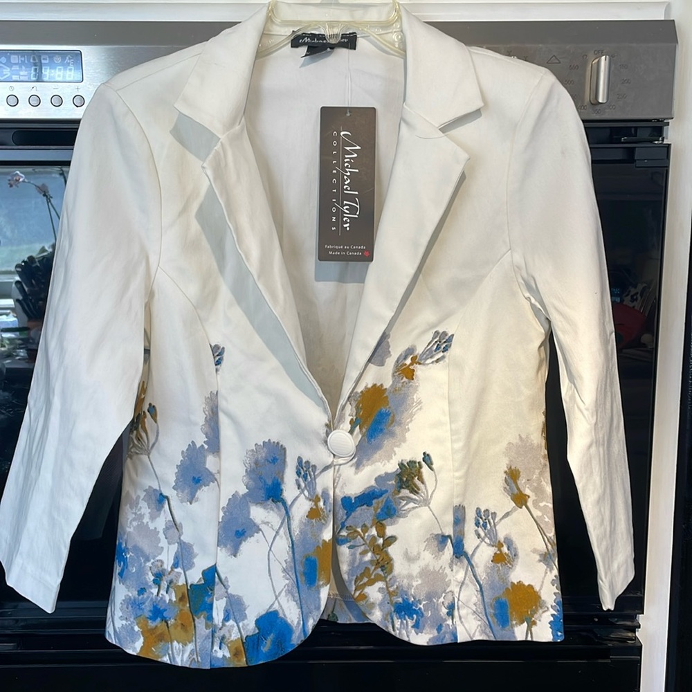 MICHAEL TYLER 3/4 SLEEVE WHITE JACKET BLAZER NWT SMALL